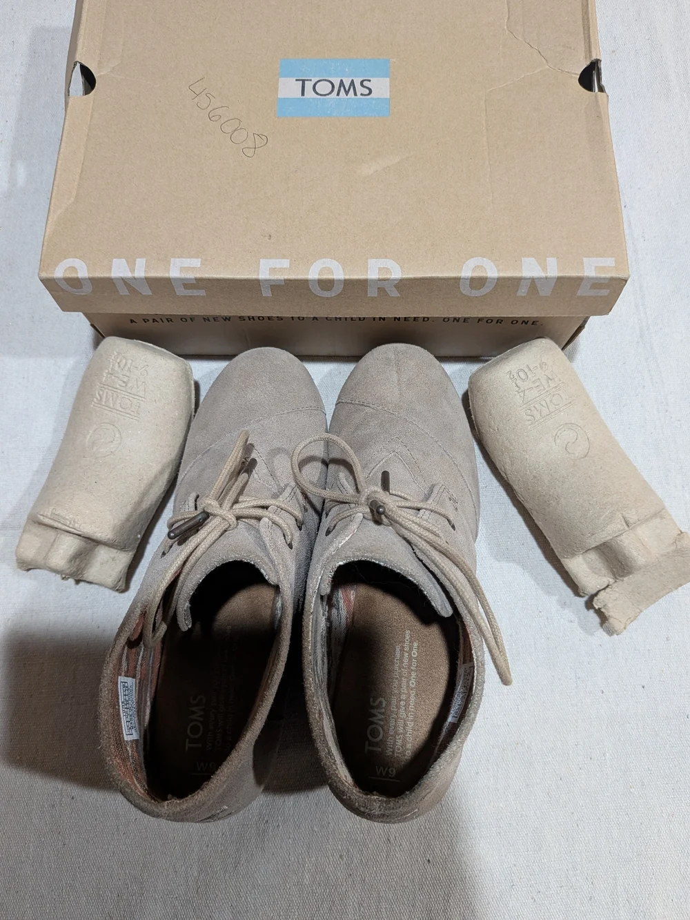 Toms Taupe Suede Wedge Ankle Boots